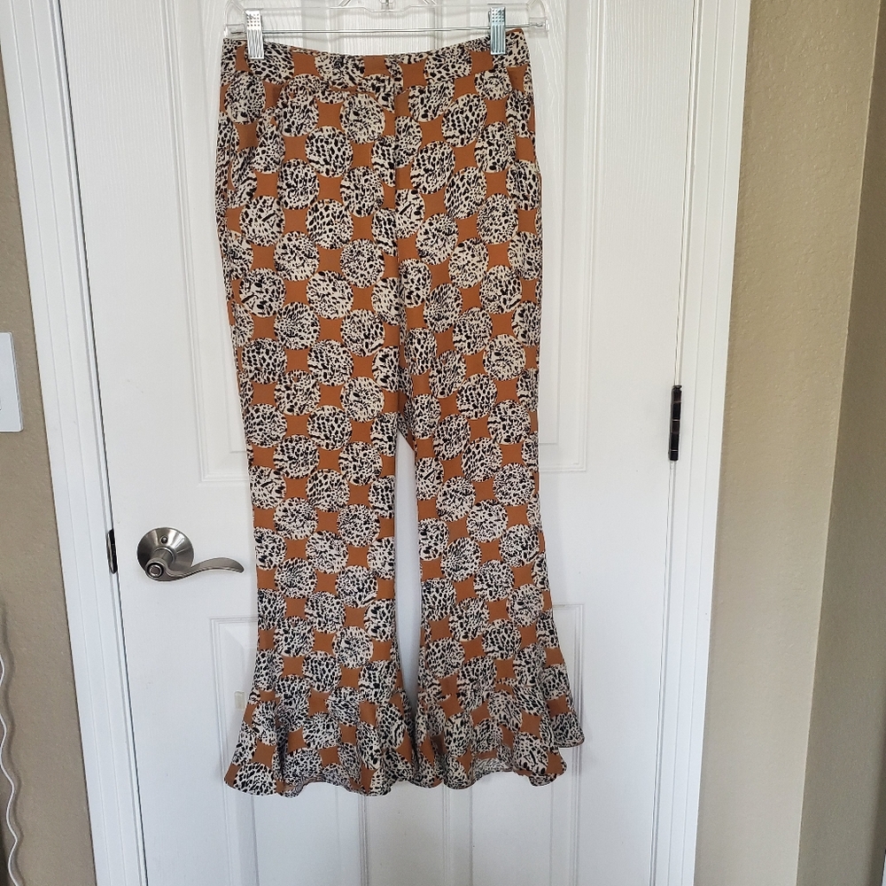 Topshop Leopard Animal Print Ruffle Pants